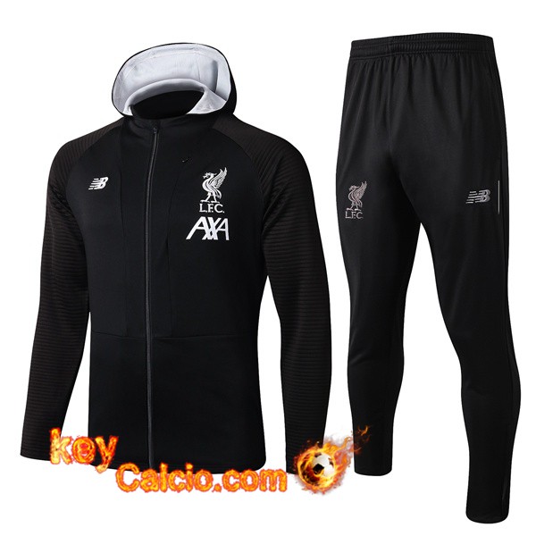 Nuovo Kit Tuta Allenamento Giacca con cappuccio FC Liverpool Nero 19 20