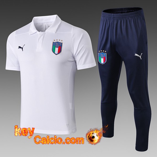 Maglia Polo Uomo Italia + Pantaloni Bianco 19/20
