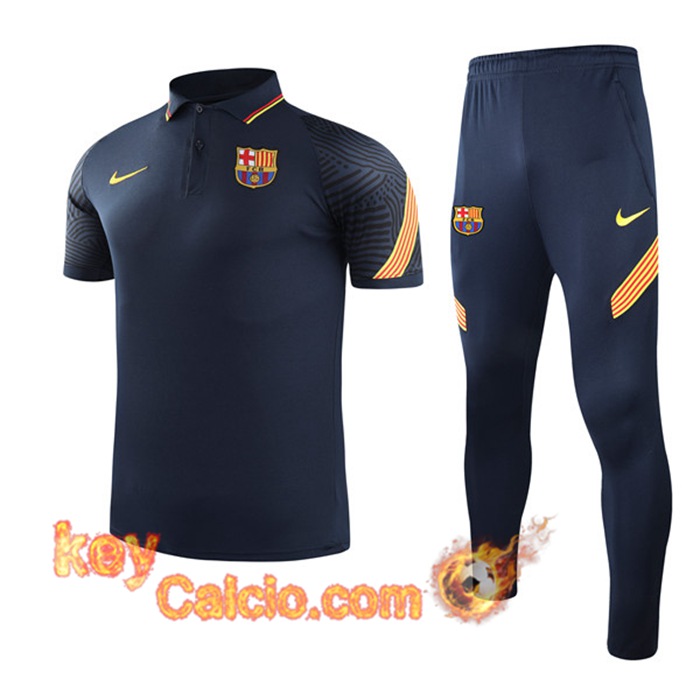 Kit Maglia Polo FC Barcellona + Pantaloni Blu Navy 2021/2022