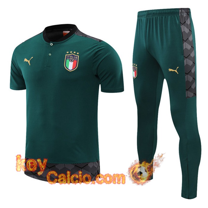 Kit Maglia Allenamento Italia + Pantaloni Verde 2021/2022