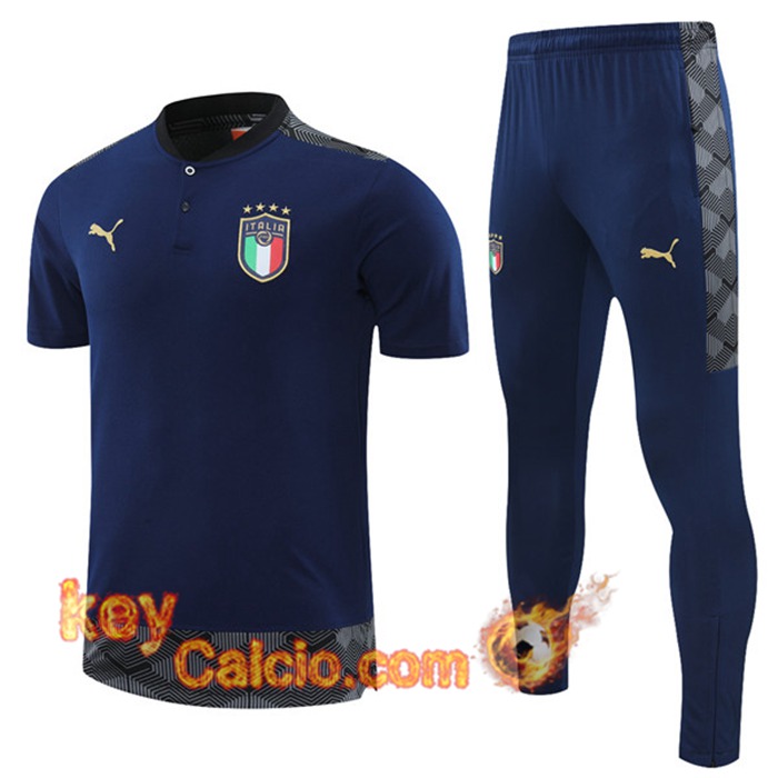 Kit Maglia Allenamento Italia + Pantaloni Blu Navy 2021/2022