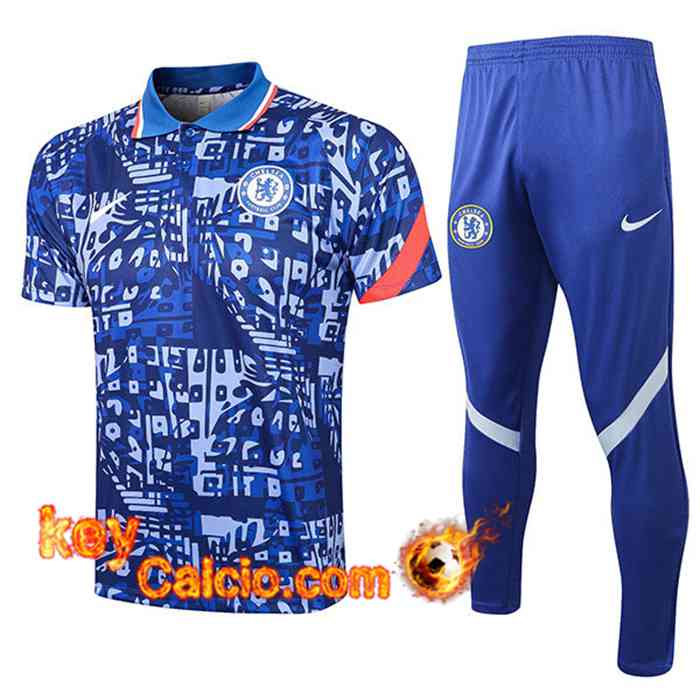 Kit Maglia Polo FC Chelsea + Pantaloni Blu 2021/2022