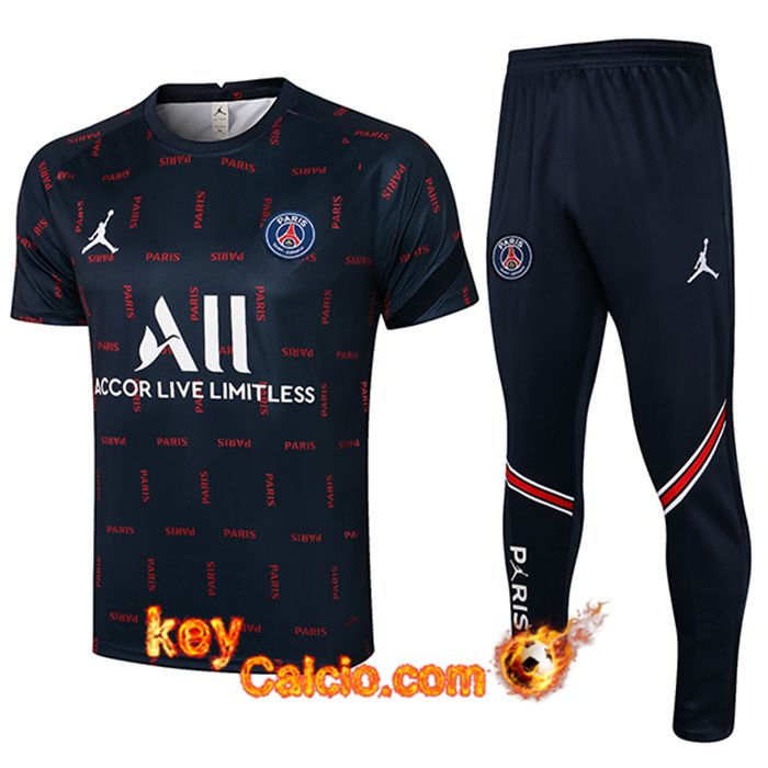 Kit Maglia Allenamento Jordan PSG + Pantaloni Blu Navy 2021/2022
