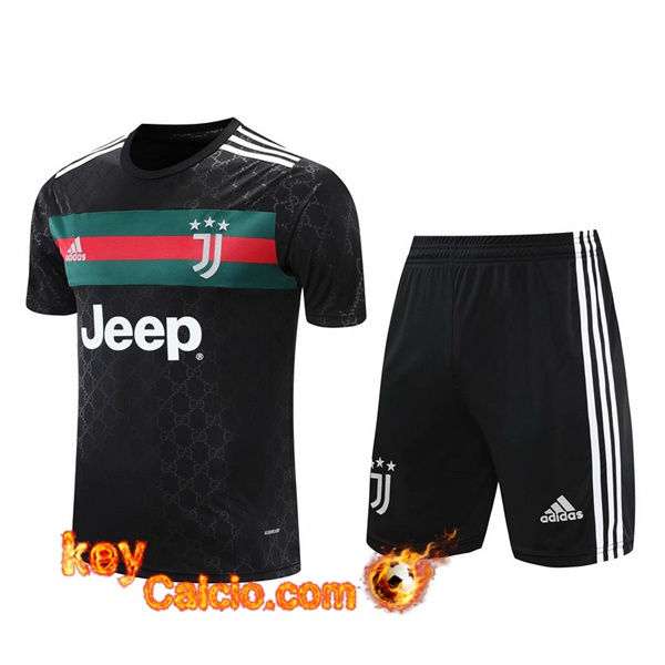 Maglia Allenamento Juventus + Shorts Nero/Verde 20/21