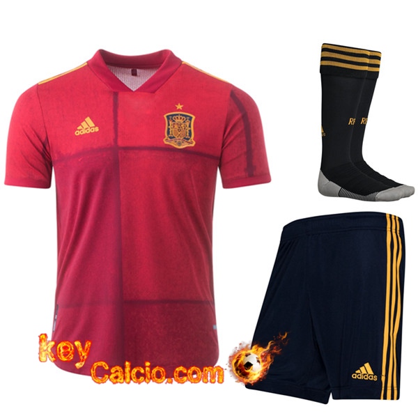 Kit Maglia Calcio Spagna Prima (Pantaloncini+Calzettoni) UEFA Euro 2020