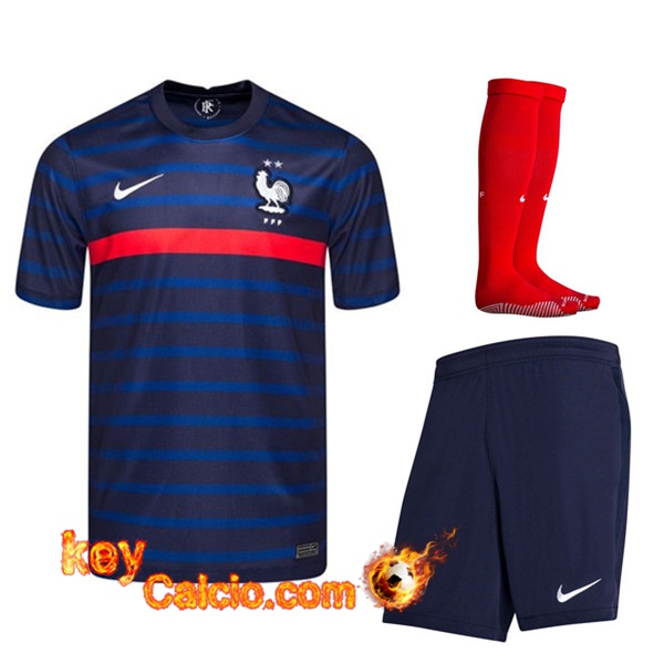 Kit Maglia Calcio Francia Prima (Pantaloncini+Calzettoni) UEFA Euro 2020