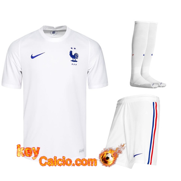 Kit Maglia Calcio Francia Seconda (Pantaloncini+Calzettoni) UEFA Euro 2020