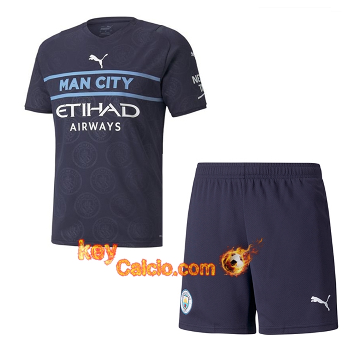 Kit Maglie Calcio Manchester City Terza + Pantaloncini 2021/2022