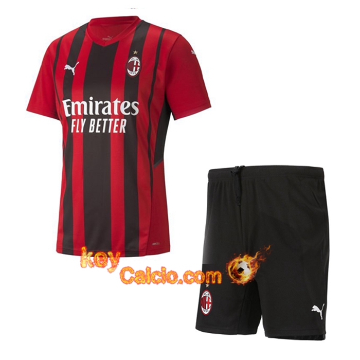 Kit Maglie Calcio AC Milan Prima + Pantaloncini 2021/2022