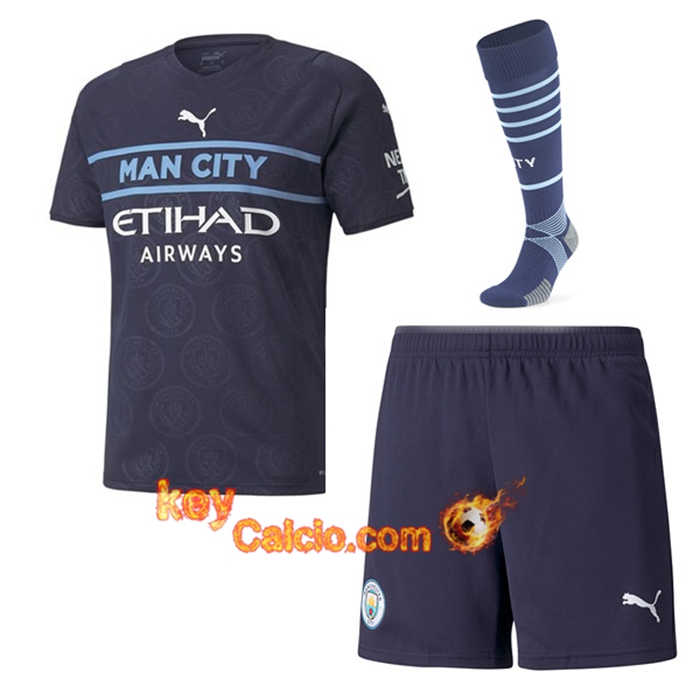 Kit Maglie Calcio Manchester City Terza (Pantaloncini + Calzettoni) 2021/2022
