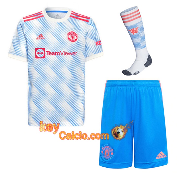 Kit Maglie Calcio Manchester United Seconda (Pantaloncini + Calzettoni) 2021/2022
