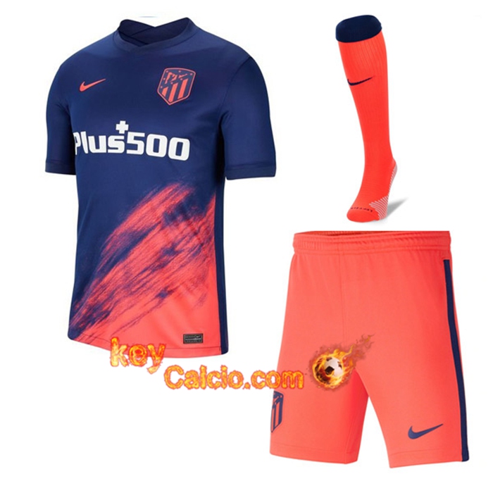 Kit Maglie Calcio Atletico Madrid Seconda (Pantaloncini + Calzettoni) 2021/2022