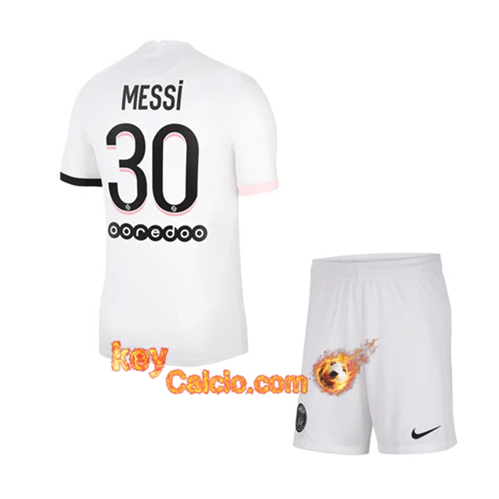 Maglie Calcio Jordan PSG (Messi 30) Bambino Seconda 2021/2022