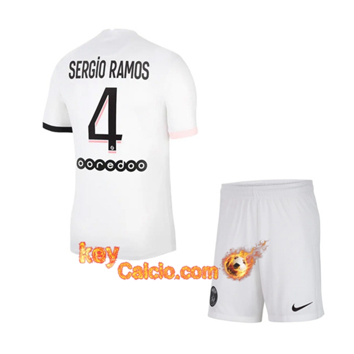 Maglie Calcio Jordan PSG (Sergio Ramos 4) Bambino Seconda 2021/2022