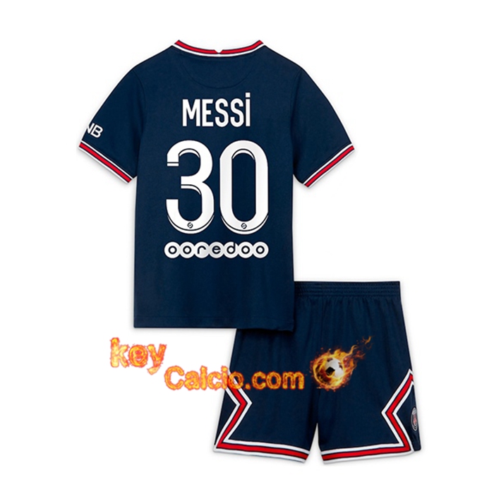 Maglie Calcio Jordan PSG (Messi 30) Bambino Prima 2021/2022