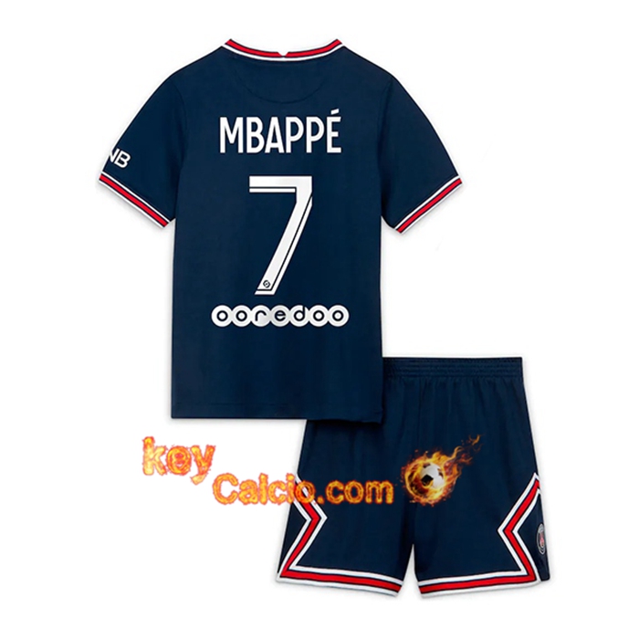 Maglie Calcio Jordan PSG (Mbappe 7) Bambino Prima 2021/2022