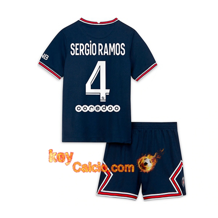 Maglie Calcio Jordan PSG (Sergio Ramos 4) Bambino Prima 2021/2022