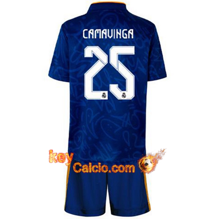 Maglie Calcio Real Madrid (Camavinga 25) Bambino Seconda 2021/2022