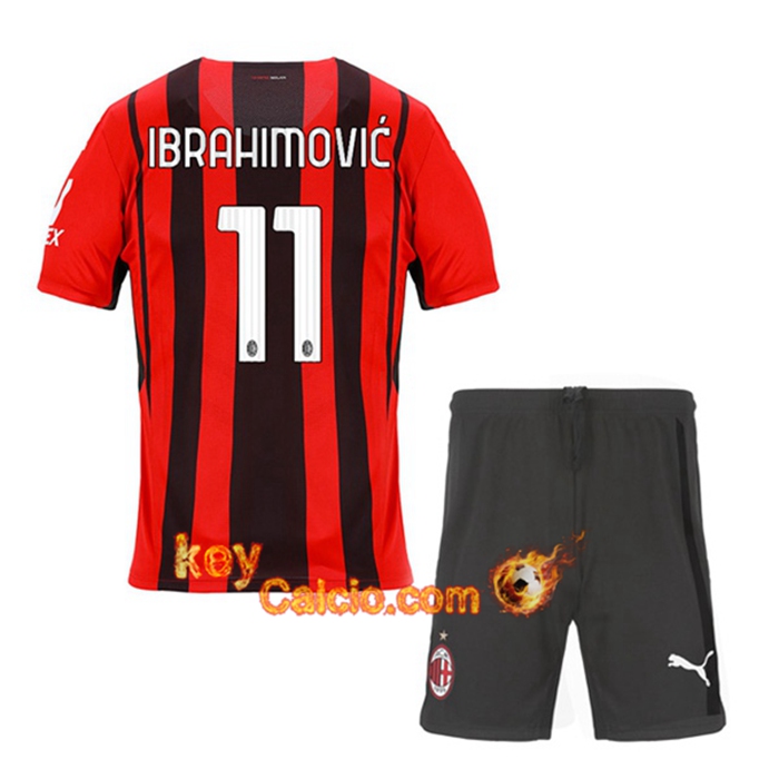 Maglie Calcio AC Milan (IBRAHIMOVIC 11) Bambino Prima 2021/2022