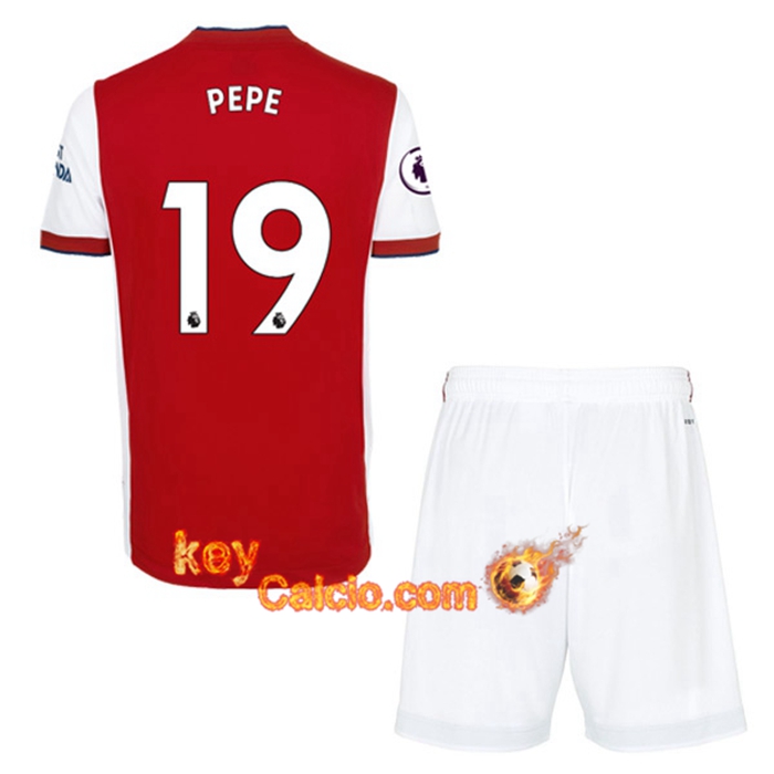 Maglie Calcio FC Arsenal (Nicolas Pepe 19) Bambino Prima 2021/2022