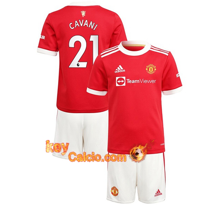 Maglie Calcio Manchester United (Cavani 21) Bambino Prima 2021/2022