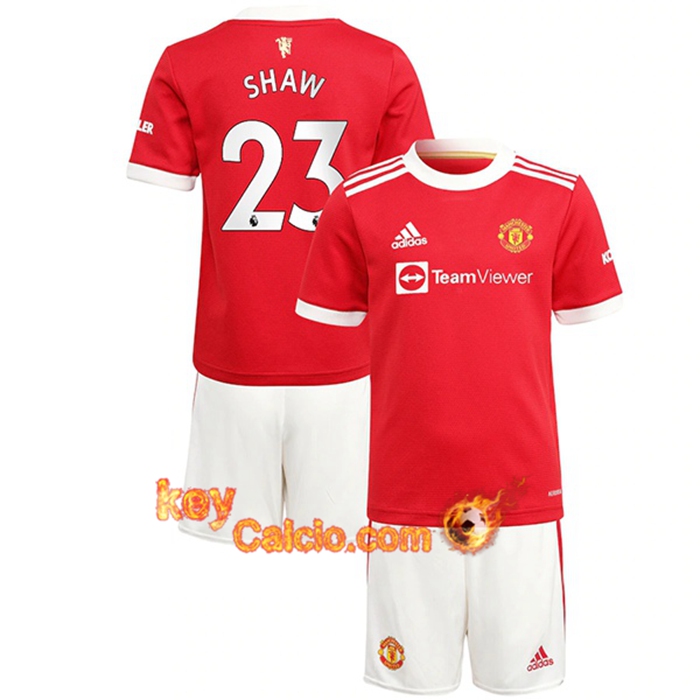 Maglie Calcio Manchester United (Shaw 23) Bambino Prima 2021/2022