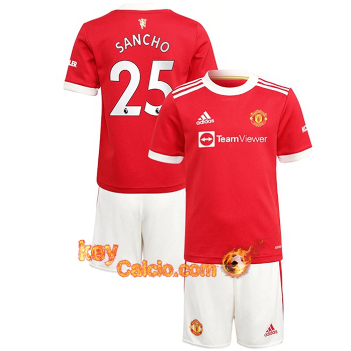 Maglie Calcio Manchester United (Sancho 25) Bambino Prima 2021/2022
