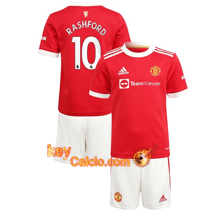 Maglie Calcio Manchester United (Rashford 10) Bambino Prima 2021/2022
