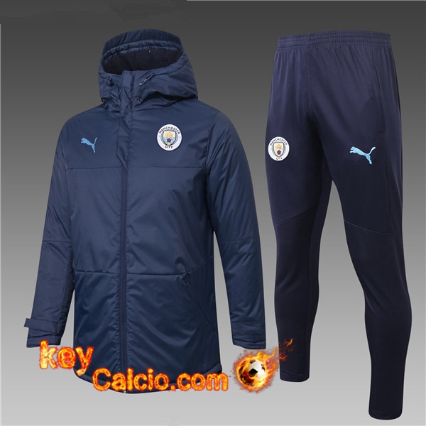 Nuova Piumino Calcio Manchester City Blu Marin + Pantaloni 20/21