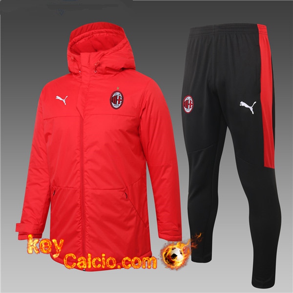 Nuova Piumino Calcio Milan AC Rosso + Pantaloni 20/21