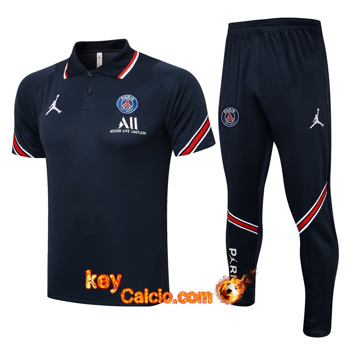 Kit Maglia Polo Jordan PSG + Pantalon Blu Navy 2021/2022