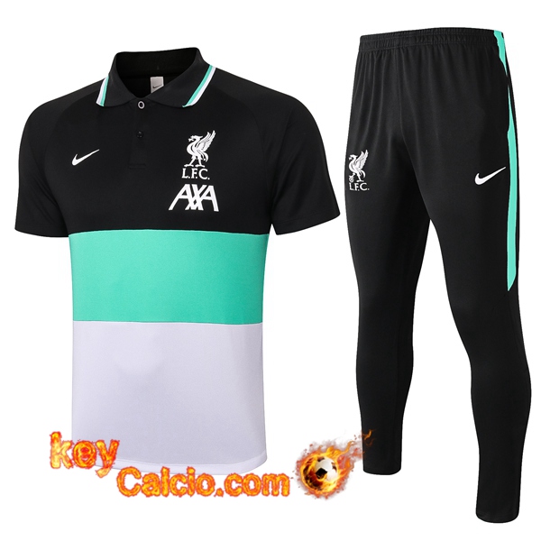 Maglia Polo FC Liverpool + Pantaloni Verde/Nero/Bianco 20/21
