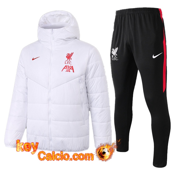 Nuova Piumino Calcio FC Liverpool + Pantaloni Bianco 20/21