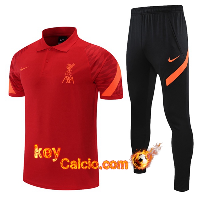 Kit Maglia Polo FC Liverpool + Pantaloni Orange/Rosso 2021/2022