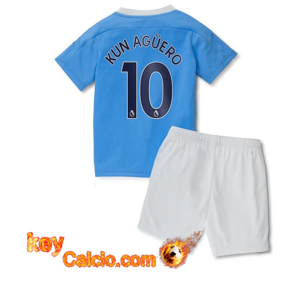 Maglia Calcio Manchester City (Aguero 10) Bambino Prima 20/21