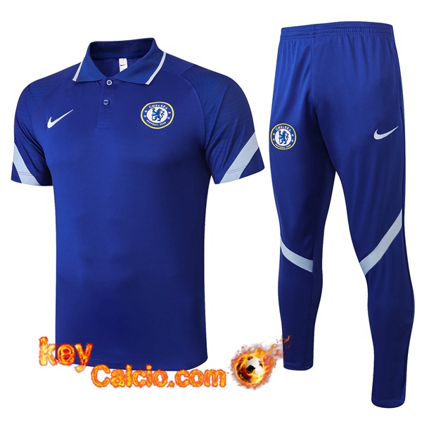 Maglia Polo FC Chelsea + Pantaloni Blu 20/21