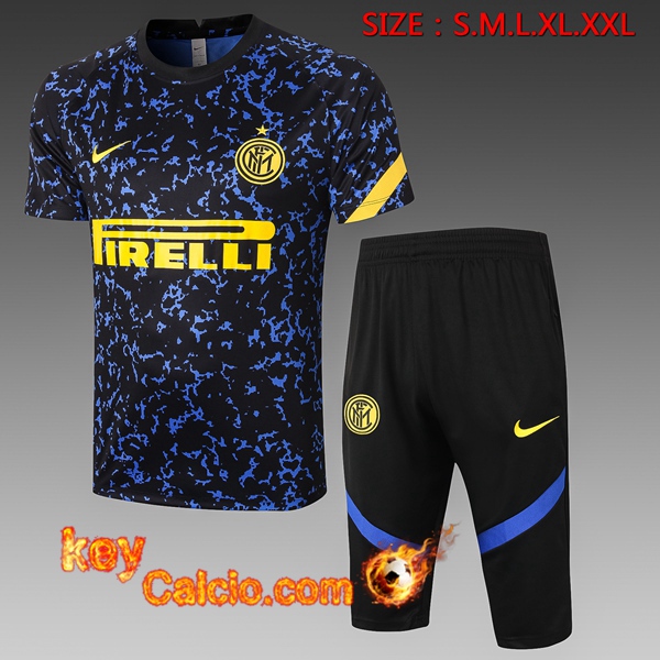 T Shirt Allenamento Inter Milan + Pantaloni 3/4 Blu 20/21