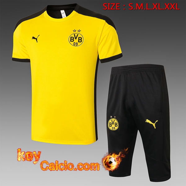 T Shirt Allenamento Dortmund BVB + Pantaloni 3/4 Giallo 20/21