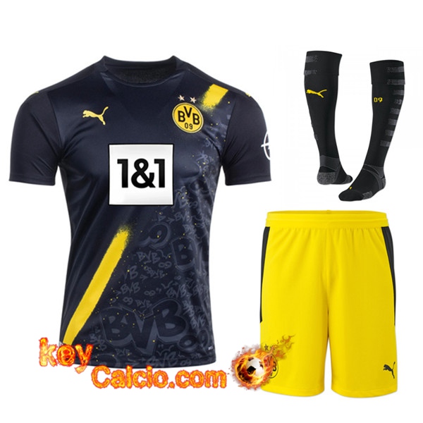 kit Maglia Calcio Dortmund BVB Seconda (Pantaloncini+Calzettoni) 20/21