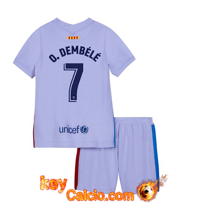 Maglie Calcio FC Barcellona (Ousmane Dembele 7) Bambino Seconda 2021/2022