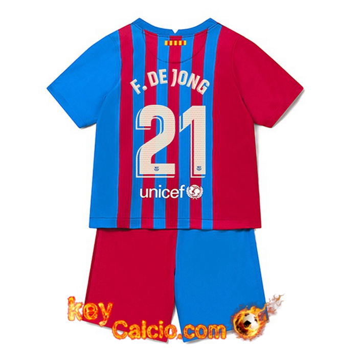 Maglie Calcio FC Barcellona (F.DE JONG 21) Bambino Prima 2021/2022