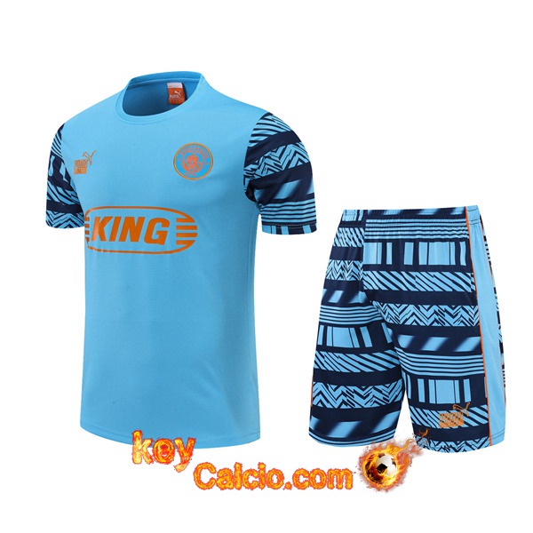 T Shirt Allenamento +Pantaloncini Manchester City Blu 2022/2023