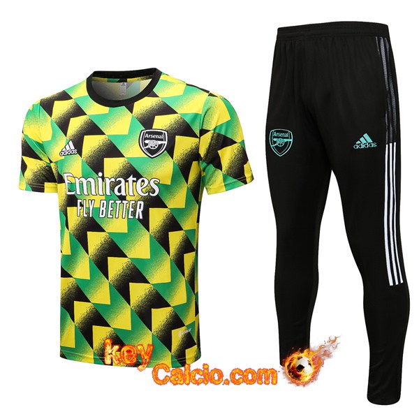 T Shirt Allenamento + Pantaloni Arsenal Verde/Giallo 2022/2023