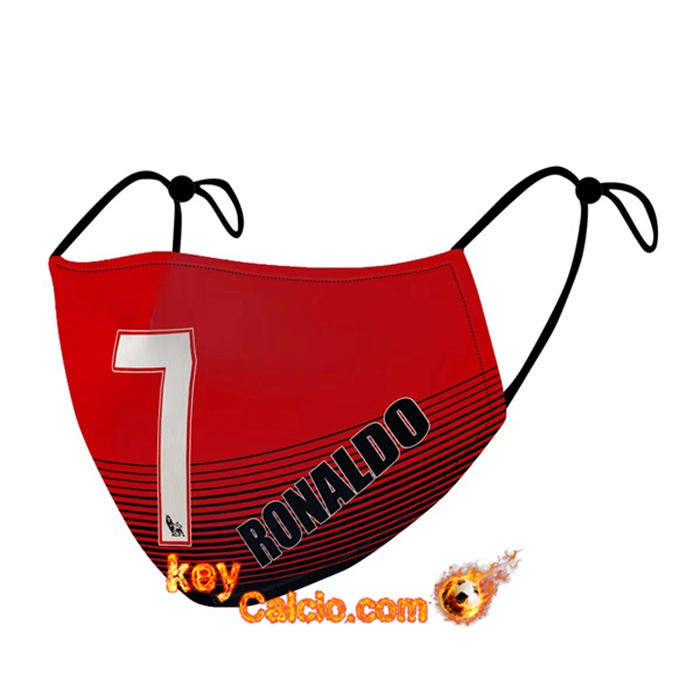 Mascherine Calcio Ronaldo 7 Rosso/Nero Reutilisable