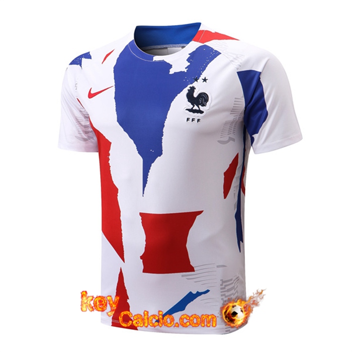 T Shirt Allenamento Francia Bianco/Blu/Rosso 2022/2023