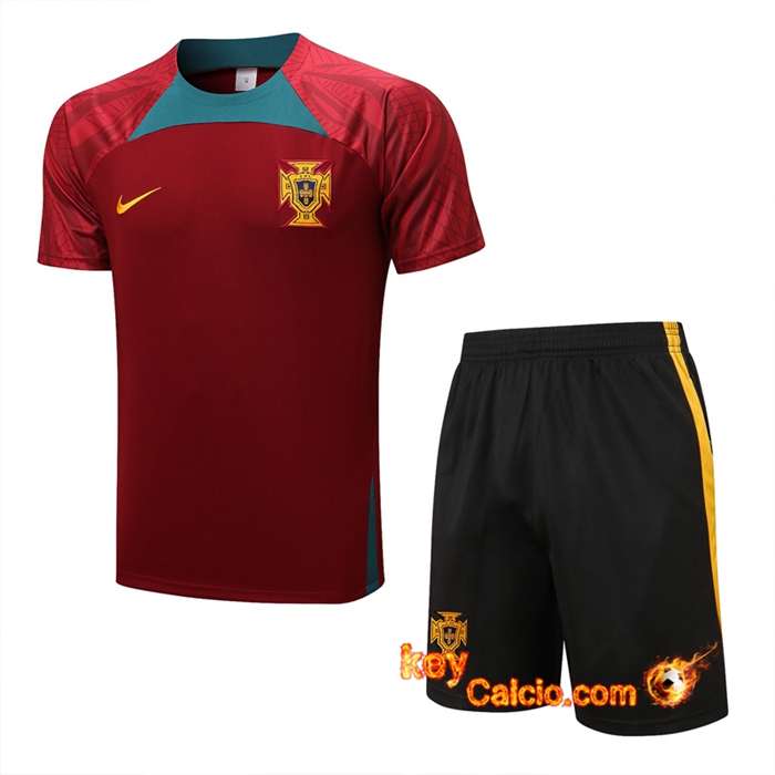 T Shirt Allenamento + Pantaloncini Portogallo Rosso 2022/2023