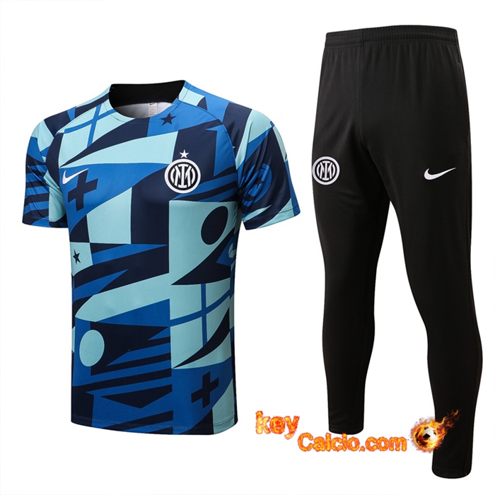 T Shirt Allenamento + Pantaloni Inter Milan Blu/Verde 2022/2023