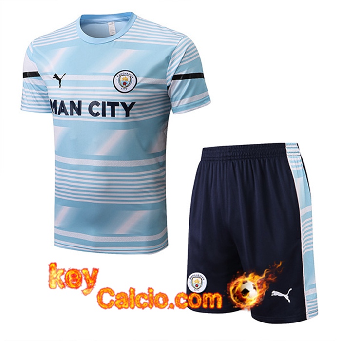 T Shirt Allenamento + Pantaloncini Manchester City Blu 2022/2023