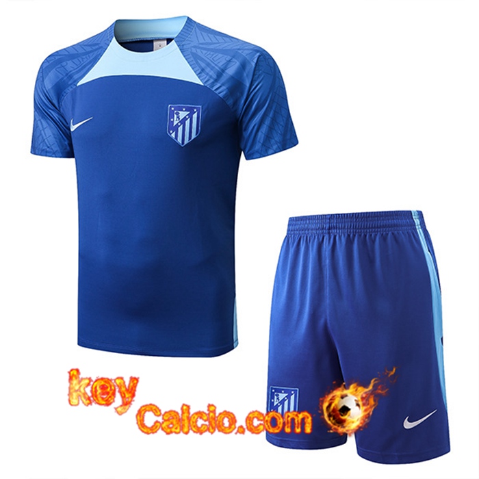 T Shirt Allenamento + Pantaloncini Atletico Madrid Blu 2022/2023