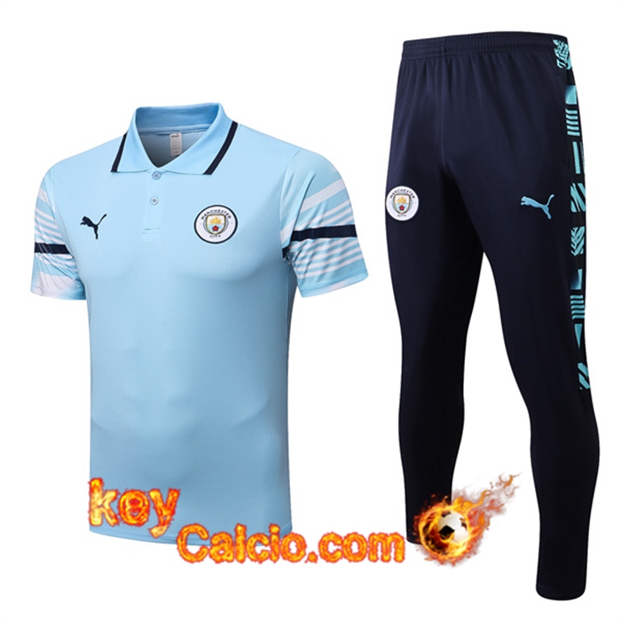 Kit Maglia Polo Manchester City Azzurro 2022/2023